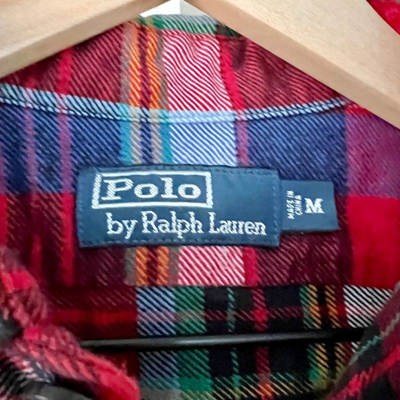 VTG Polo Ralph Lauren Men's M Red Plaid Heavy Flannel Shirt Work Skiing Hiking - Picture 9 of 12